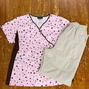 Pink Polka Dot Women's Scrub Set